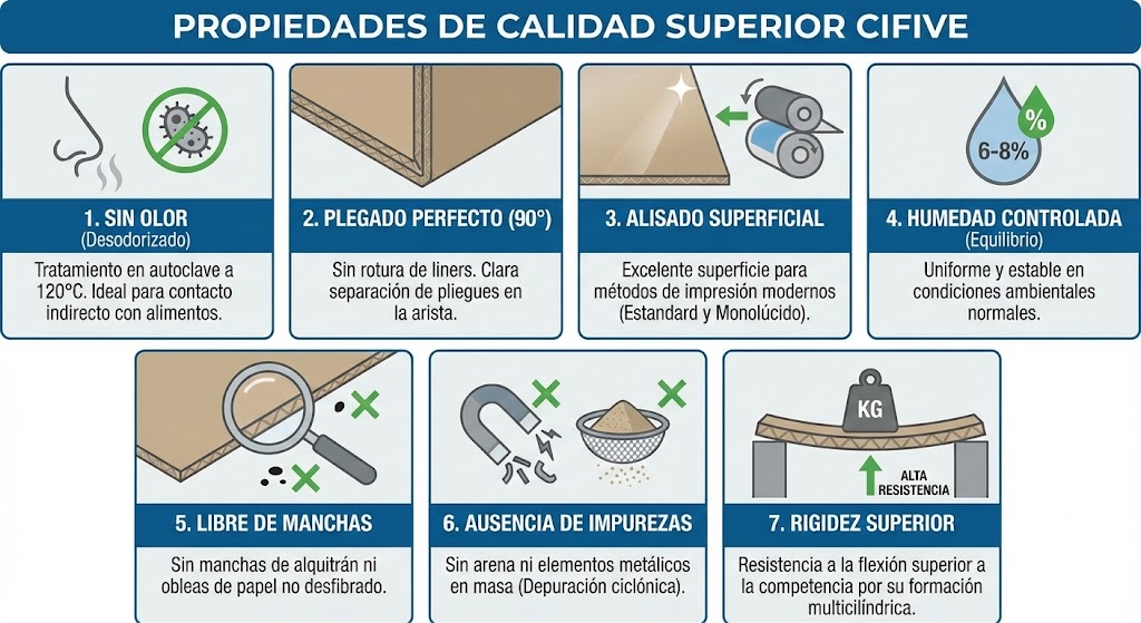 Propiedades de calidad del cartón CIFIVE
